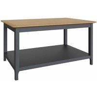 Oak Veneer Top Coffee Table with Shelf Living Room Furniture Graphite Blue