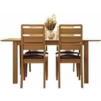 FW Style Taberno Solid Oak Extending Dining Set Table 4 Ladder Back Dining Chairs Natural