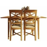 Natural Oak Extending Dining Table Set 1.2m with 4 Dining Chairs Cross Back