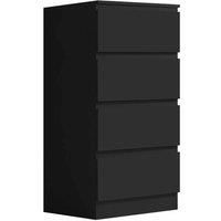 Matt Black 4 Drawer Chest Of Drawers Bedside Furniture Bedroom Storage