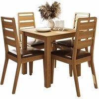 Oak Square Dining Table Set 4 Chairs Compact Furniture