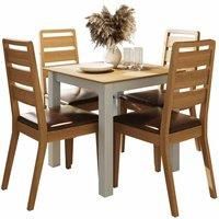 Painted Oak Square Dining Table Set 4 Chairs Compact White Finish