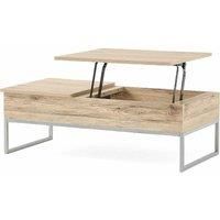 FW Style Sandy Brown Stained Wood And Steel Lift-top Coffee Table