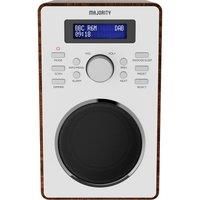 Majority Barton Radio, DAB, DAB+ Digital and FM, Retro Design, Mains Powered, Dual Alarm, Sleep Timer, 20 Preset Stations, 3.5mm Headphone Jack, Snooze Function, LCD Display – Walnut