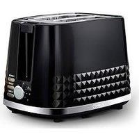 Tower T20082BLK Solitaire 2 Slice Toaster Black Chrome Accents, 850W, Black