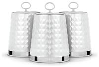 Tower T826207WHT Set of 3 Canisters, Stainless Steel, White