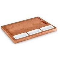 Tower Chopping Board Serving Platter, Ceramic Tapas Bowls, Mango Wood T847044