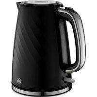 Swan SK14611BLK Windsor Rapid Boil Kettle with Removable Limescale Filter, Boil Dry Protection and Hidden Cord Storage, 1.7L, 3KW, Black