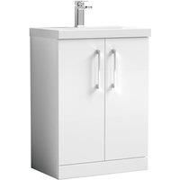 Nuie Arno Floor Standing 2-Door Vanity Unit & Basin-1 600mm - Gloss White