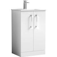 Nuie Arno Floor Standing 2-Door Vanity Unit & Basin-2 500mm - Gloss White