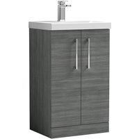 Nuie Arno Floor Standing 2-Door Vanity Unit & Basin-3 500mm Anthracite Woodgrain