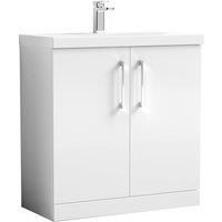 Nuie Arno 800mm Floor Standing 2 Door Vanity & Mid-Edge Basin Gloss White