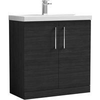 Nuie Arno Floor Standing 2-Door Vanity Unit & Basin-3 800mm - Charcoal Woodgrain