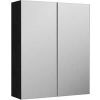 Nuie Arno Mirrored Bathroom Cabinet (50/50) 715mm H x 600mm W - Black Woodgrain