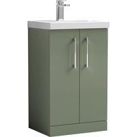 Nuie Arno Floor Standing 2-Door Vanity Unit & Basin-3 500mm - Reed Green