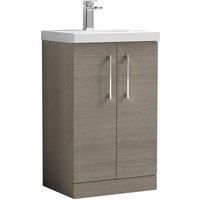 Nuie Arno Floor Standing 2-Door Vanity Unit & Basin-3 500mm Solace Oak Woodgrain