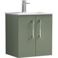 Nuie Arno Wall Hung 2-Door Vanity Unit & Basin-2 500mm - Reed Green