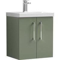 Nuie Arno Wall Hung 2-Door Vanity Unit & Basin-3 500mm - Reed Green