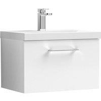 Nuie Arno Wall Hung 1-Drawer Vanity Unit with Basin-1 600mm Wide - Gloss White