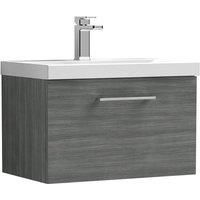 Nuie Arno 600mm Wall Hung 1 Drawer Vanity & Thin-Edge Basin Anthracite