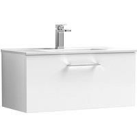 Nuie Arno 800mm Wall Hung 1 Drawer Vanity & Minimalist Basin Gloss White