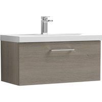 Nuie Arno Wall Hung 1-Drawer Vanity Unit & Basin-1 800mm - Solace Oak Woodgrain