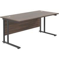 TC Group Aztec Twin Upright Rectangular Office Desk Dark Walnut/Black 1800mm x 800mm (711TT)