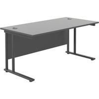 TC Group Aztec Twin Upright Rectangular Office Desk Black/Black 1600mm x 800mm (130TT)