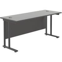 Office Hippo Heavy Duty Rectangular Cantilever Office Desk, Home Office Desk, Office Table, Integrated Cable Ports, PC Desk For Office or Home, 5 Yr Wty - Black Frame/Black Top, 160cm x 60cm