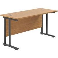 TC Group Aztec Twin Upright Rectangular Office Desk Nova Oak/Black 1400mm x 600mm (484TT)