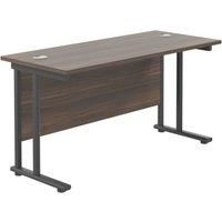 TC Group Aztec Twin Upright Rectangular Office Desk Dark Walnut/Black 1400mm x 600mm (165TT)