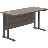 Office Hippo Heavy Duty Rectangular Cantilever Office Desk, Home Office Desk, Office Table, Integrated Cable Ports, PC Desk For Office or Home, 5 Yr Wty - Black Frame/Dark Walnut Top, 120cm x 60cm