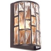 Wall Light Dark Bronze Paint & Clear Crystal 40W E14 candle Dimmable