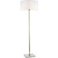 Floor Lamp Light Matt Nickel & Vintage White Fabric 60W E27 Base & Shade