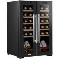 Baridi 24 Bottle Dual Zone Wine Cooler, Touch Screen, LED Light Black Glass Door