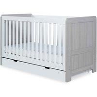 Ickle Bubba Pembrey Cot Bed Under Drawer And Fibre Mattress - Ash Grey & White, Grey