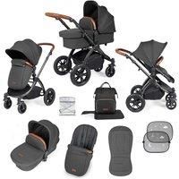 Ickle Bubba Stomp Luxe 2 In 1 Pushchair & Carrycot - Black Charcoal Grey Tan, Grey