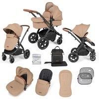 Ickle Bubba Stomp Luxe 2 In 1 Pushchair & Carrycot - Black Desert Tan