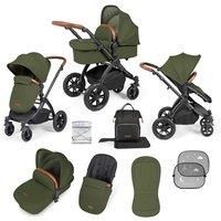 Ickle Bubba Stomp Luxe 2 In 1 Pushchair & Carrycot - Black Woodland Tan, Green