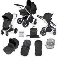 Ickle Bubba Stomp Luxe 2 In 1 Pushchair & Carrycot - Silver Midnight Black