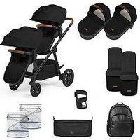 Ickle Bubba Virgo 2-in-1 Twin 12 Piece Pram (Black/Black/Tan)