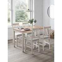 Julian Bowen Set Of Coxmoor White & Oak Dining Table & 4 Chairs