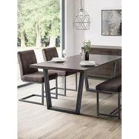 Julian Bowen Brooklyn Dark Oak Rectangular Table, 1 Charcoal Brookyn Bench And 2 Charcoal Brooklyn Chairs