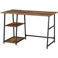 Acrez Writing Desk with 2 Shelves, Brown