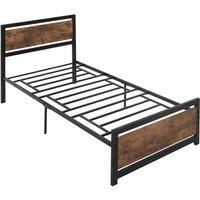 Single Size Metal Bed Frame Slat Support Bedstead Base w/ Headboard & Footboard