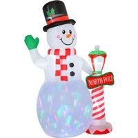 HOMCOM 2.4m Tall Christmas Inflatable Snowman with Street Lamp, Lighted for Home Indoor Outdoor Garden Lawn Decoration Party Prop