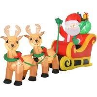 8ft Christmas Inflatable Santa Claus on Sleigh, LED Lighted Party Decoration