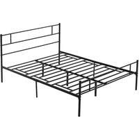 HOMCOM King Metal Bed Frame Solid Bedstead Base with Headboard and Footboard, Metal Slat Support and Underbed Storage Space, Bedroom Furniture