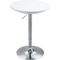 HOMCOM Modern Round Bar Table Adjustable Height Home Pub Bistro Desk Swivel Painted Top with Silver Steel Leg and Base, White