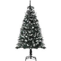 Bon Noel 5Ft Artificial Snow Dipped Christmas Tree Xmas Pencil Tree Dark Green